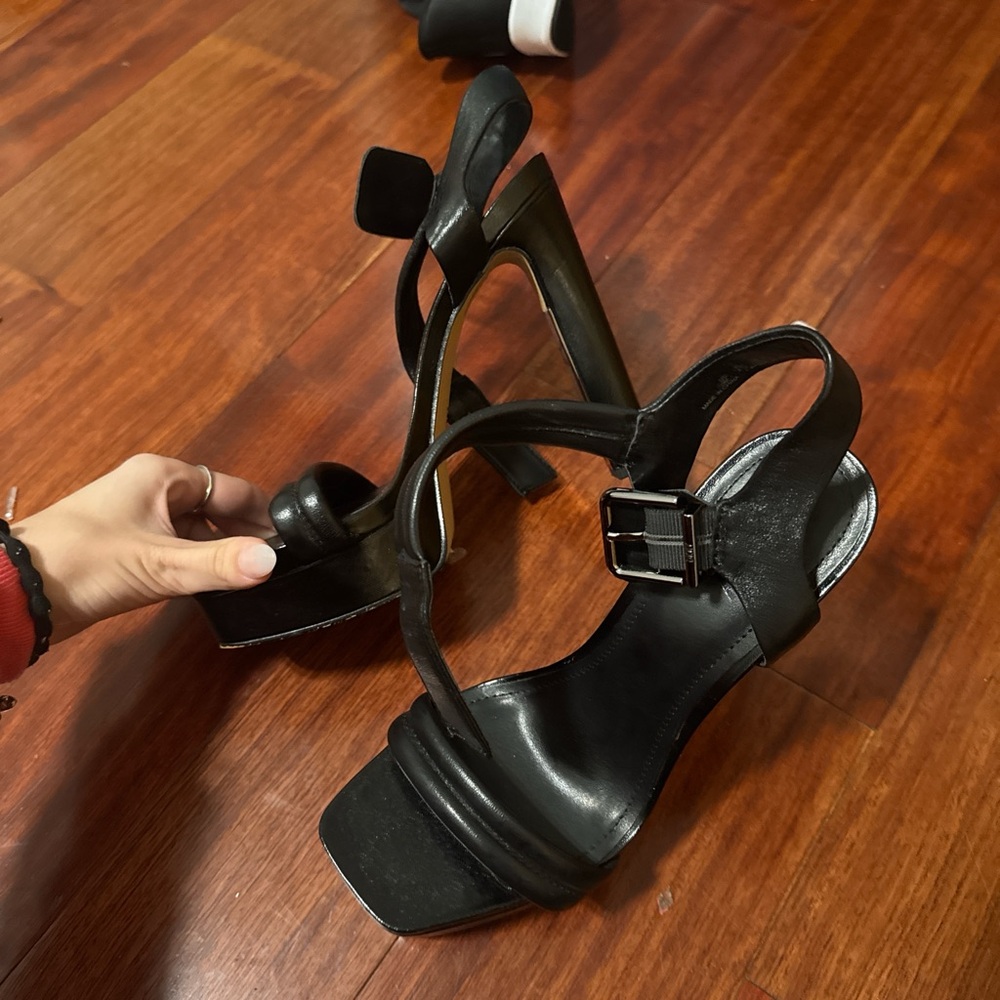 DKNY Black Strappy Heels with Buckle